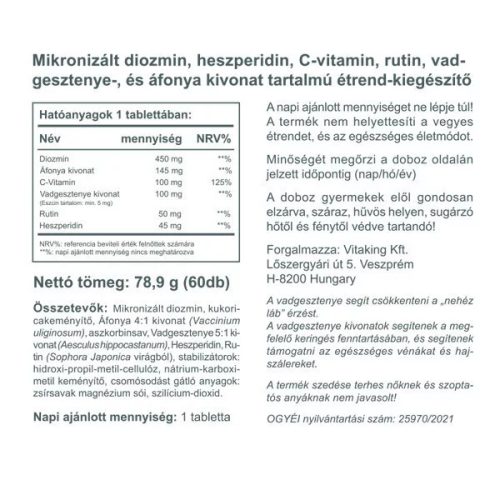 Vitaking Vadgesztenye Komplex tabletta 60 db