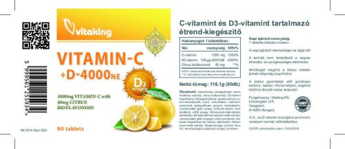 Vitaking C-vitamin 1000 mg + D-vitamin 4000 NE 90 db