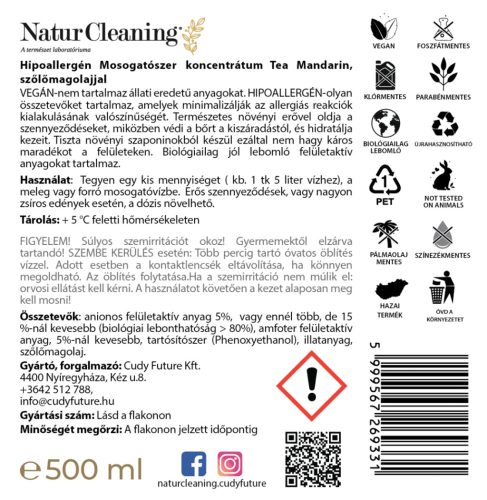 Naturcleaning Mosogatószer (Tea-Mandarin) 1 L