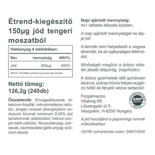 Vitaking Jód 150 mcg 240 db
