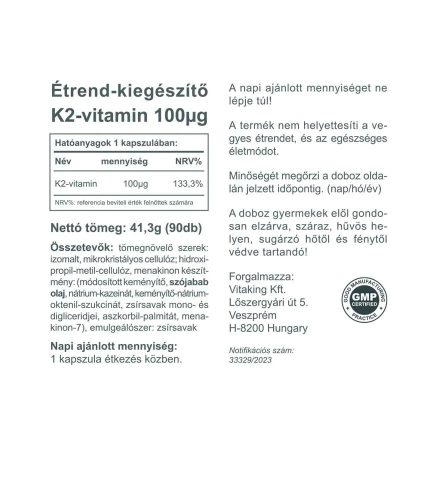 Vitaking K2-vitamin 100 mcg 90 db