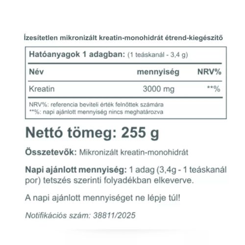 Vitaking Kreatin monohidrát por 255 g