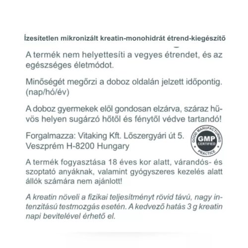 Vitaking Kreatin monohidrát por 255 g