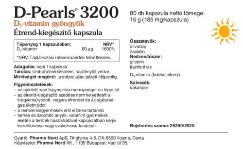 D-Pearls D3-vitamin gyöngyök 3200 80 db