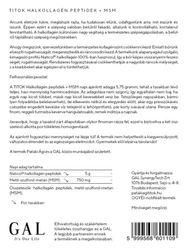 GAL TITOK Halkollagén Peptidek + MSM 173 g