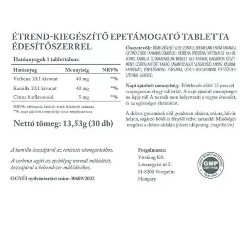 Vitaking Epetámogató Gyógynövény Komplex 30 db