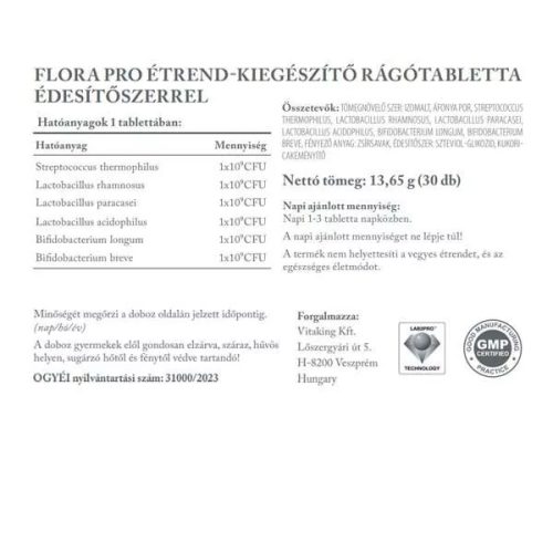 Vitaking FloraPro élőflórás rágótabletta 30 db