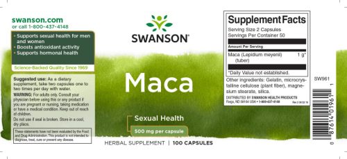 Swanson Maca 500 mg 100 db