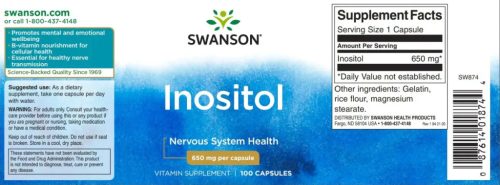 Swanson Inositol 650 mg 100 db