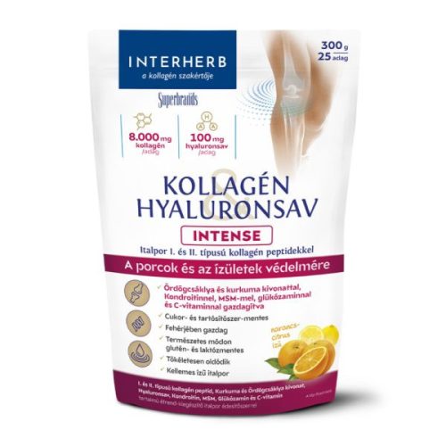 Interherb Kollagén&Hialuronsav Intense italpor (Narancs-Citrus) 300 g