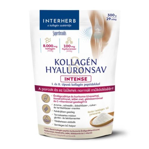 Interherb Kollagén&Hialuronsav Intense italpor (Natúr) 300 g