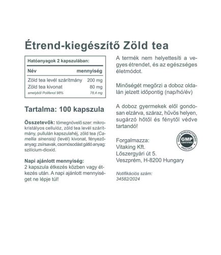 Vitaking Zöld tea polifenolokkal kapszula 100 db