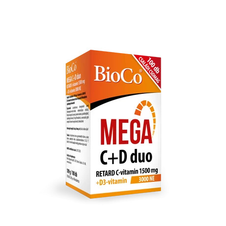 BioCo Mega C+D Duo Retard C-vitamin 1500 mg + D3-vitamin 3000 NE filmtabletta 100 db