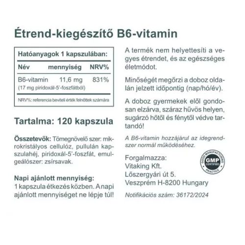 Vitaking B6-vitamin (P5P) 11,6 mg 120 db