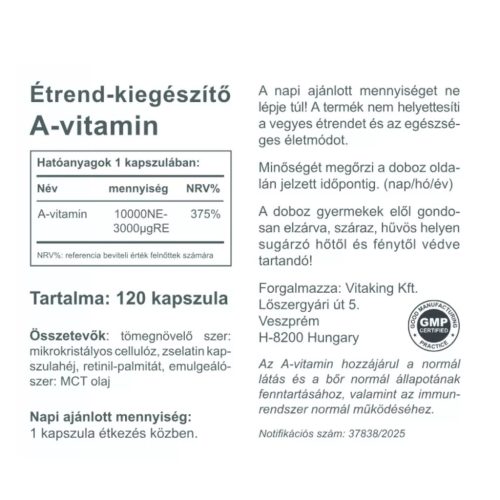 Vitaking A-vitamin 10000 NE 120 db