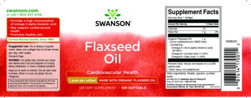 Swanson Organikus Lenmagolaj kapszula 1000 mg 100 db