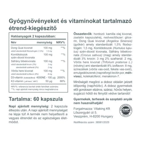Vitaking Gyógynövény Komplex 50+ Nőknek 60 db