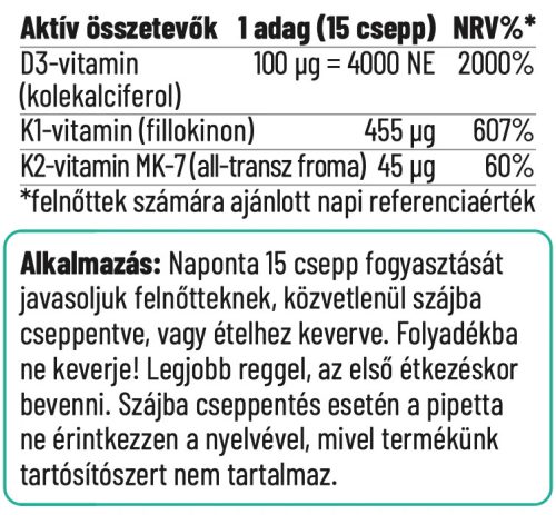 Nordvital D3+K2 csepp 30 ml - 60 adag