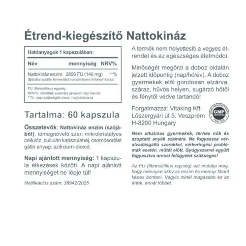Vitaking Nattokináz Enzim kapszula 60 db
