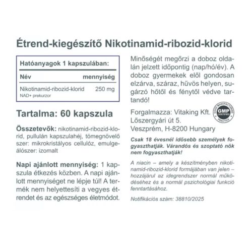 Vitaking NAD+ 250 mg 60 db