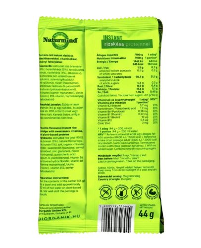 Naturmind Proteines Instant Rizskása Gluténmentes Pisztácia 44 g