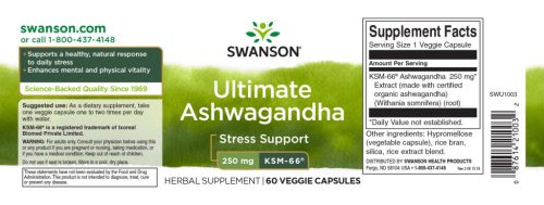 Swanson Ultimate Ashwagandha (KSM-66 kivonat) 250 mg 60 db