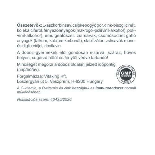 Vitaking C+D3+Cink-biszglicinát 200 db