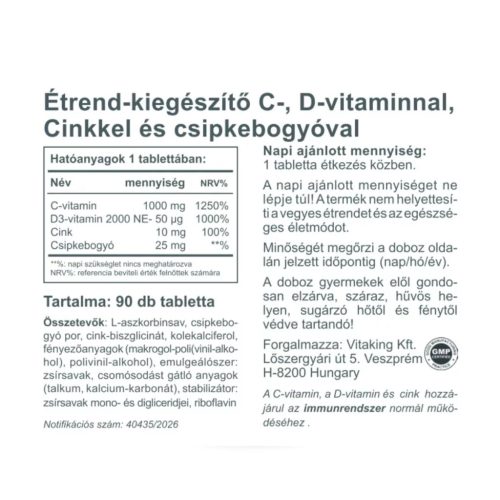 Vitaking C+D3+Cink-biszglicinát 90 db
