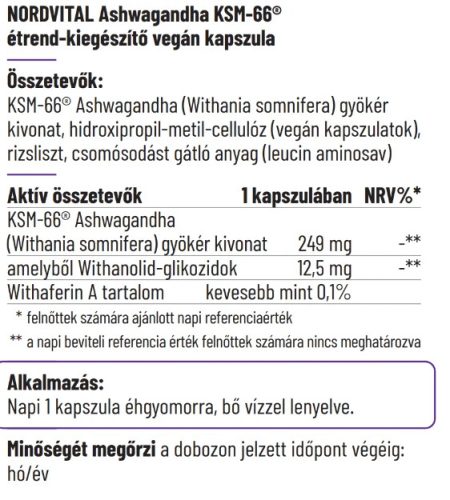Nordvital Ashwagandha 249 mg kapszula 60 db