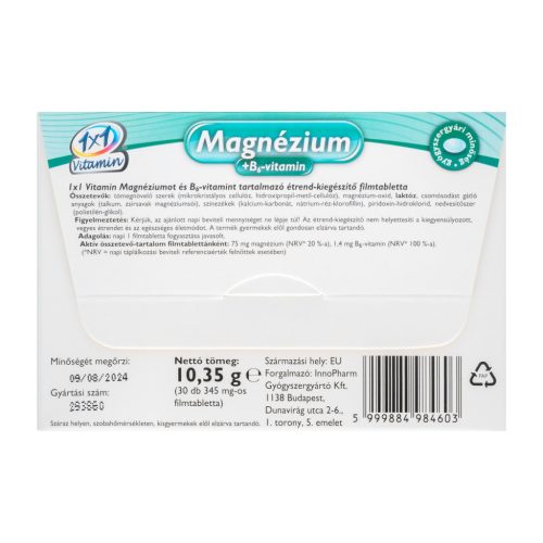 1×1 Vitamin Magnézium + B6-vitamin filmtabletta 30 db