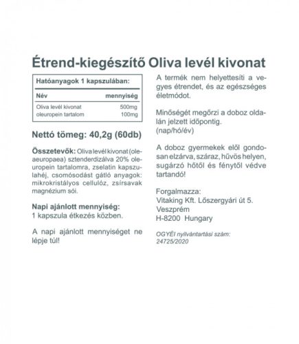 Vitaking Olivalevél kivonat 500 mg 60 db