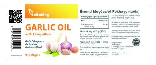 Vitaking fokhagymaolaj kapszula + 15 mg Allicin 90 db