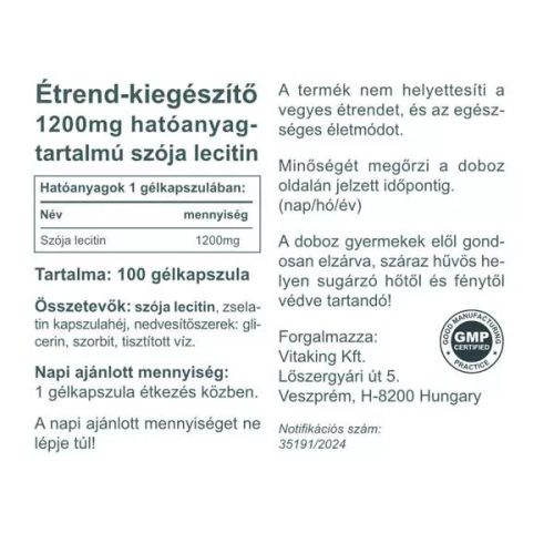 Vitaking Szója Lecitin 1200 mg 100 db
