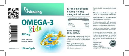 Vitaking Omega-3 Kids halolaj, magas DHA – 100 db