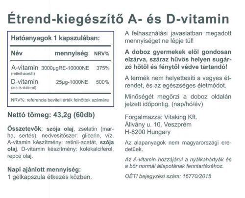 Vitaking A&D vitamin 60 db