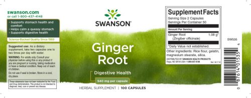 Swanson Gyömbér kapszula 540 mg 100 db