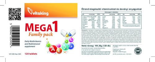 Vitaking Mega1 Family multivitamin 120 db – napi egy tabletta komplex támogatás