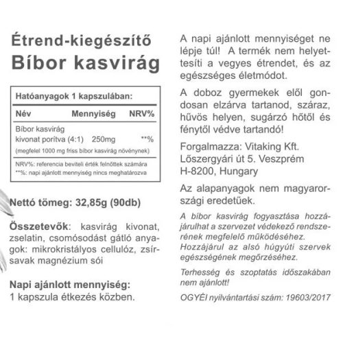 Vitaking Echinacea - Bíbor Kasvirág kivonat 250 mg 90 db