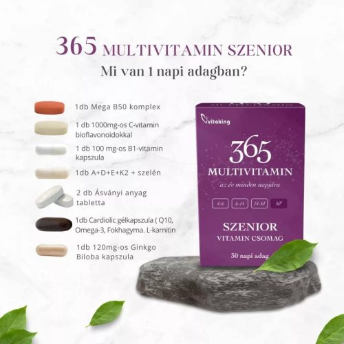 Vitaking 365 Multivitamin Szenior csomag 30 napi adag 50+ felnőtteknek