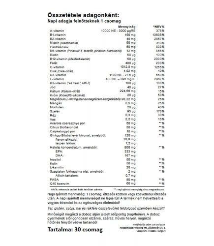 Vitaking 365 Multivitamin Szenior csomag 30 napi adag 50+ felnőtteknek
