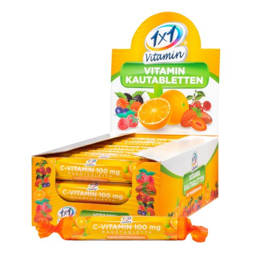 1x1 Vitamin C-vitamin 100 mg narancs ízű étrend-kiegészítő rágótabletta szőlőcukorral 17 db