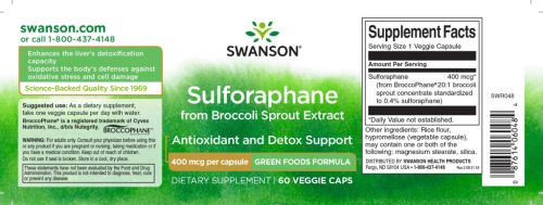 Swanson Szulforafán (Brokkoli Kivonat) 400 mcg 60 db