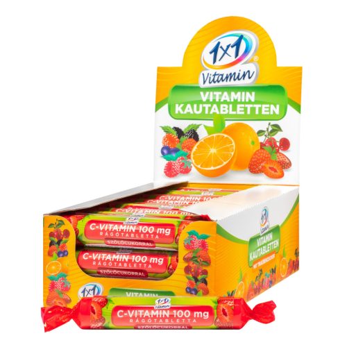 1x1 Vitamin C-vitamin 100 mg eper ízű étrend-kiegészítő rágótabletta szőlőcukorral 17 db