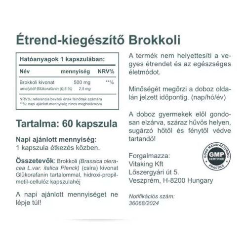 Vitaking Brokkoli Kivonat 500 mg 60 db