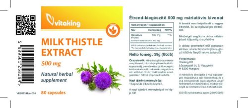 Vitaking Máriatövis 500 mg Kapszula 80 db (170 mg szilimarin)