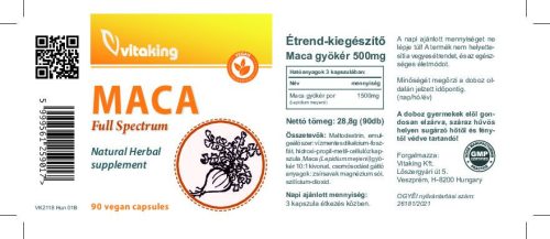 Vitaking Maca gyökér kapszula 500 mg 90 db