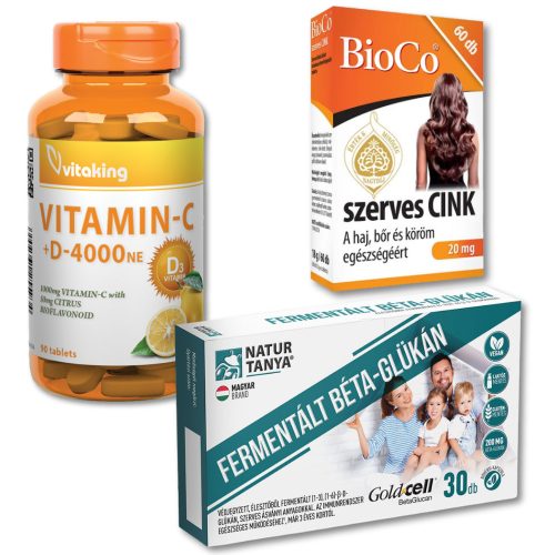 Immun Plus csomag - C-vitamin + D3 + szerves cink + béta glükán